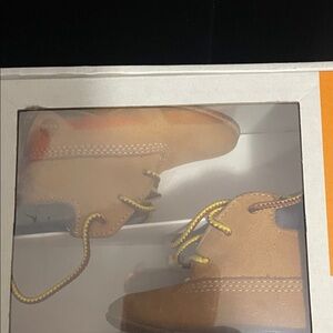 Timberland Tan Baby Shoes with Yellow Laces